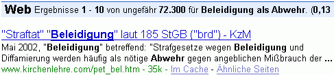 Beleidigung als Abwehr bei G.