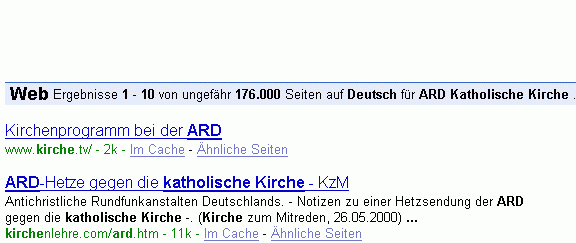ARD Katholische Kirche bei Google