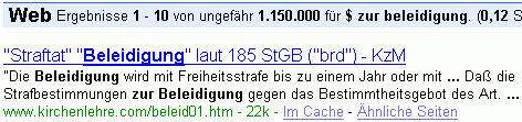 $ zur beleidigung bei G.