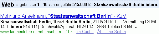 Staatsanwaltschaft Berlin intern bei G.