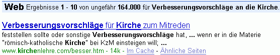 Verbesserungsvorschläge an die Kirche bei G.