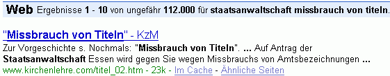 staatsanwaltschaft missbrauch von titeln bei G.