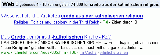 credo aus der katholischen religion bei G.