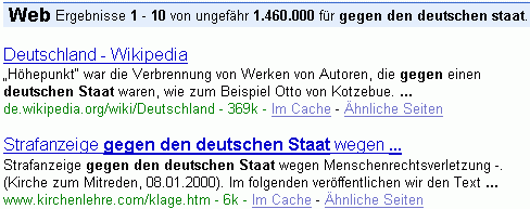 gegen den deutschen staat bei G.