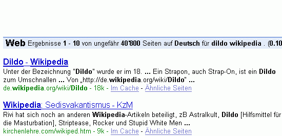 dildo wikipedia bei Google