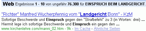 EINSPRUCH BEIM LANDGERICHT bei G.