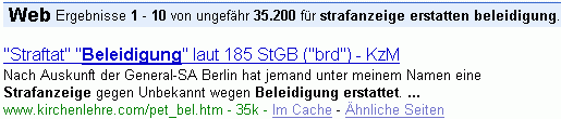 strafanzeige erstatten beleidigung bei G.