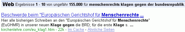 menschenrechts klagen gegen der bundesrepublik bei Google