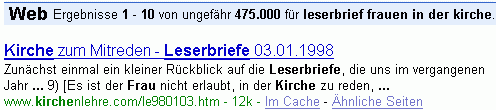 leserbrief frauen in der kirche bei G.