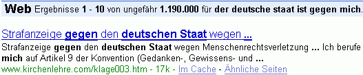 der deutsche staat ist gegen mich bei G.