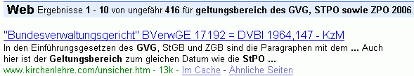 geltungsbereich des GVG, STPO sowie ZPO 2006 bei G.