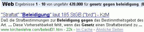 gesetz gegen  beleidigung bei G.