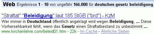 deutsches gesetz beleidigung bei G.