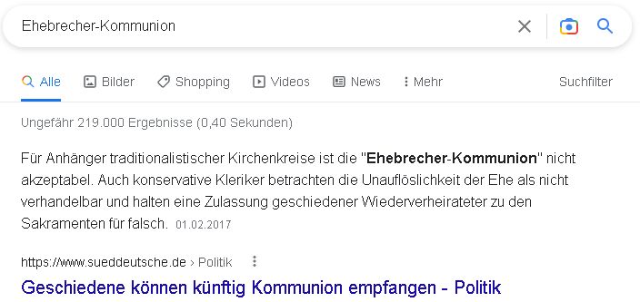 Ehebrecher-Kommunion Google 08.01.2023