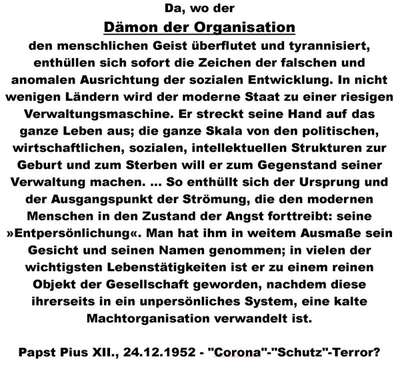 "Corona"-"Schutz"-Terror -
      Dämon der Organisation