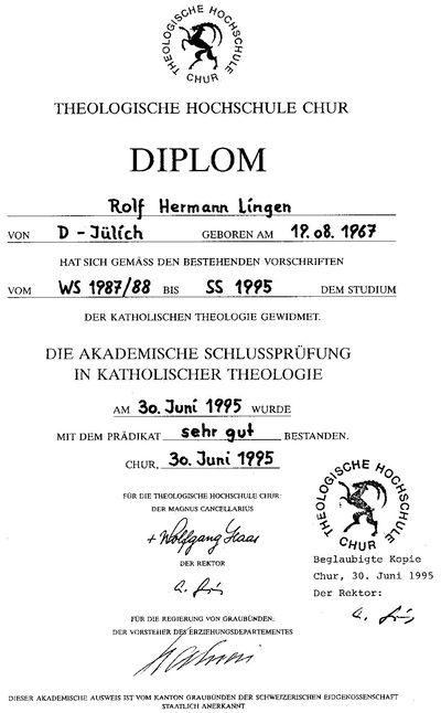 "Diplom katholische
Theologie" "Bistum Chur" "sehr gut" "Diplom katholische Theologie" "Bistum
Chur" "sehr gut"