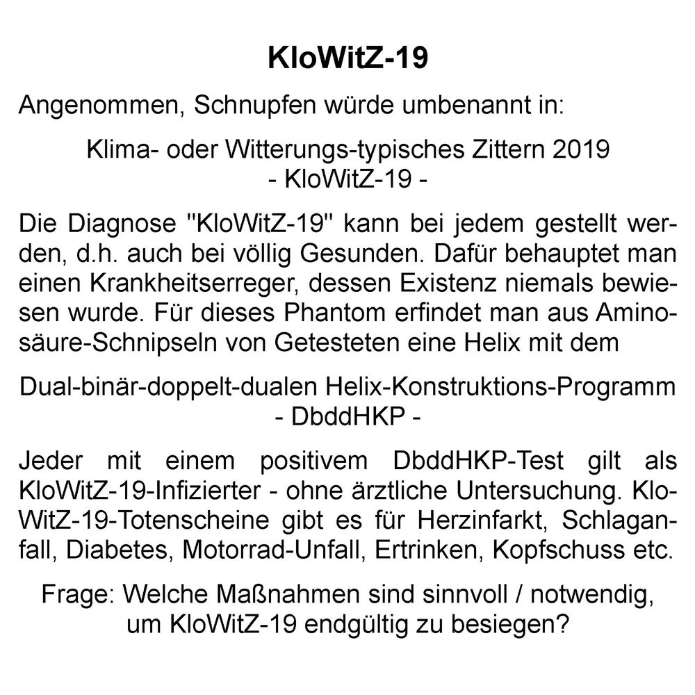 Covid-19 oder Klowitz-19