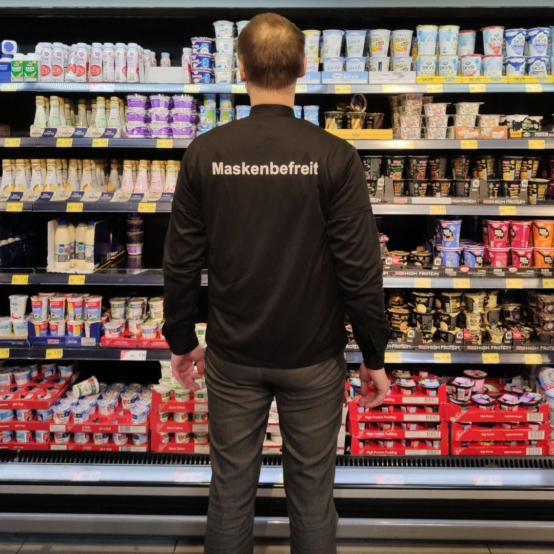 Maskenbefreit im
          Supermarkt