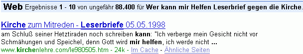 Wer kann mir Helfen Leserbrief gegen die Kirche bei G.