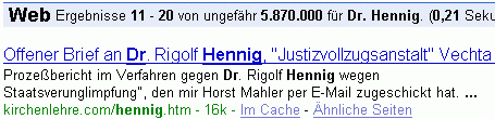 Dr. Hennig bei Google