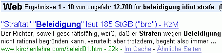 beleidigung idiot strafe bei G.