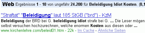 Beleidigung Idiot Kosten bei G.