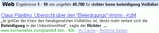 richter bonn beleidigung Vollidiot bei G.