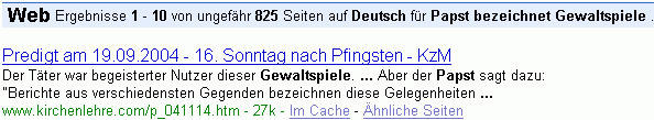 Papst bezeichnet Gewaltspiele bei G.