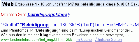 beleidigungs klage § bei G.