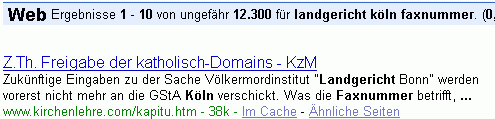 landgericht köln faxnummer bei G.