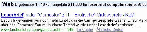 leserbrief computerspiele bei G.