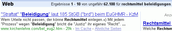 rechtsmittel beleidigungen bei G.