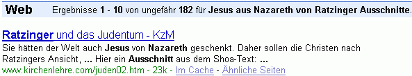 Jesus aus Nazareth von Ratzinger Ausschnitte bei G.