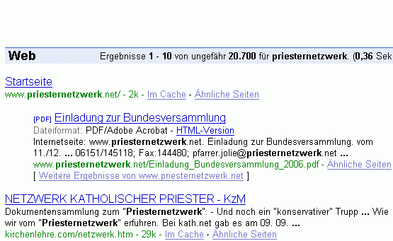 priesternetzwerk bei Google