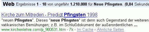 Neue Pfingsten bei G.