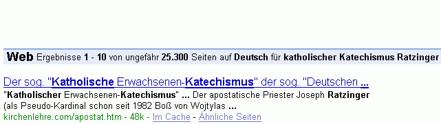 katholischer Katechismus Ratzinger bei Google