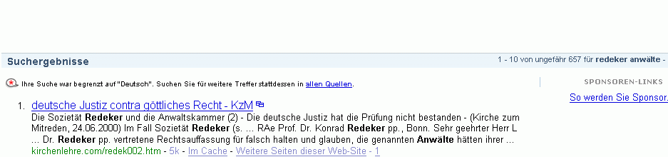 redeker anwälte bei Yahoo