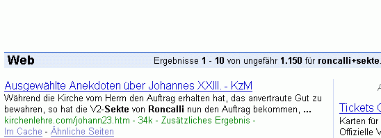 roncalli+sekte bei Google