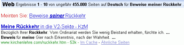 Beweise meiner Rückkehr bei G.