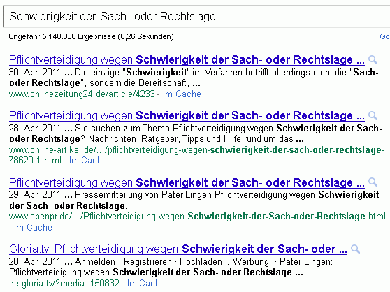 Schwierigkeit der Sach- oder Rechtslage bei G.