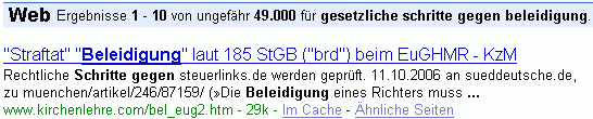 gesetzliche schritte gegen beleidigung bei G.