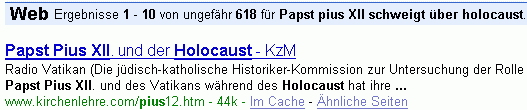 Papst pius XII schweigt über holocaust bei G.