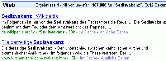 "Sedisvakanz" bei G.