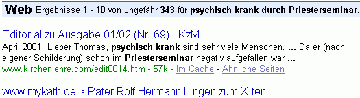 psychisch krank durch Priesterseminar bei G.