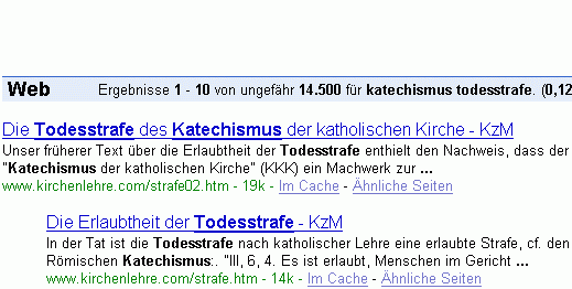 katechismus todesstrafe bei G.