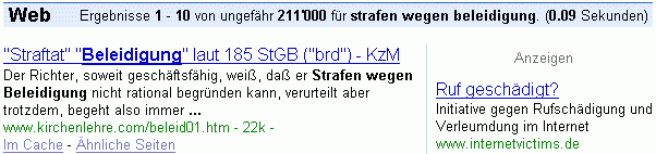 strafen wegen beleidigung bei G.