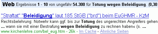 Tötung wegen Beleidigung bei G.