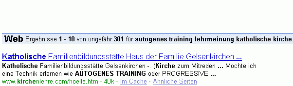 autogenes training lehrmeinung katholische kirche bei G.