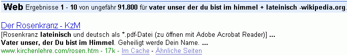 vater unser der du bist im himmel + lateinisch -wikipedia.org bei G.