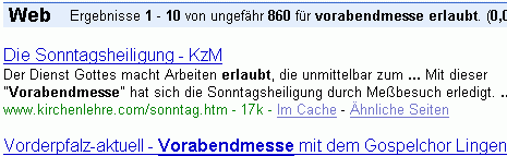 vorabendmesse erlaubt bei G.